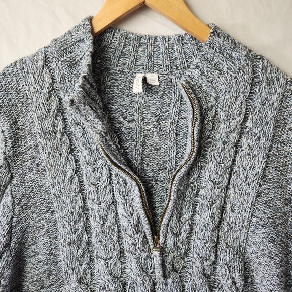 Relativity Womens Blue Black Cable Knit Cotton Half Zip Pullover Sweater Size 3X - Picture 4 of 11